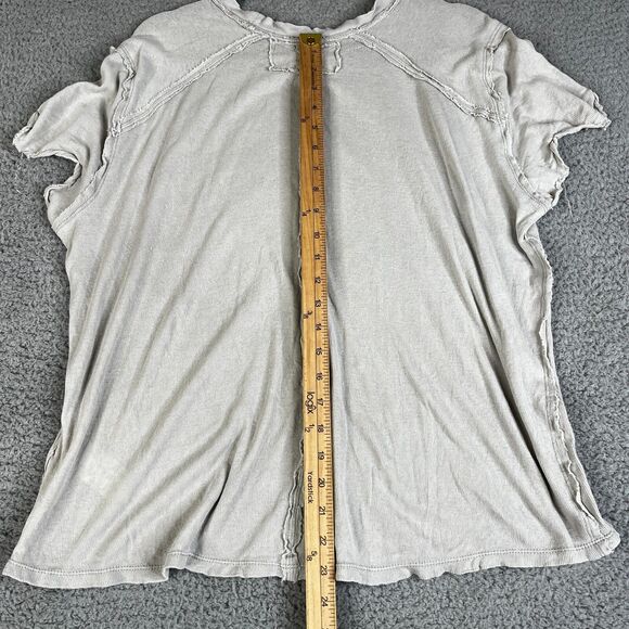 Free People We The Free Tee Womens Small Oatmeal Oversized Flax Linen Boyfriend - Picture 6 of 12